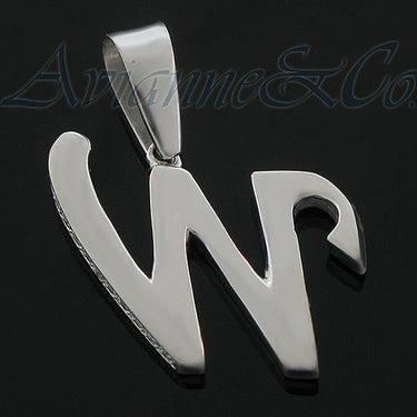 White 14K White Solid Gold Diamond Initial Letter Pendant 1.03 Ctw